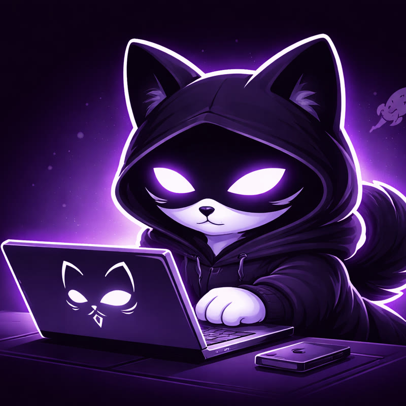 Avatar del creador de Codcol: un gato con capucha programando en su portátil