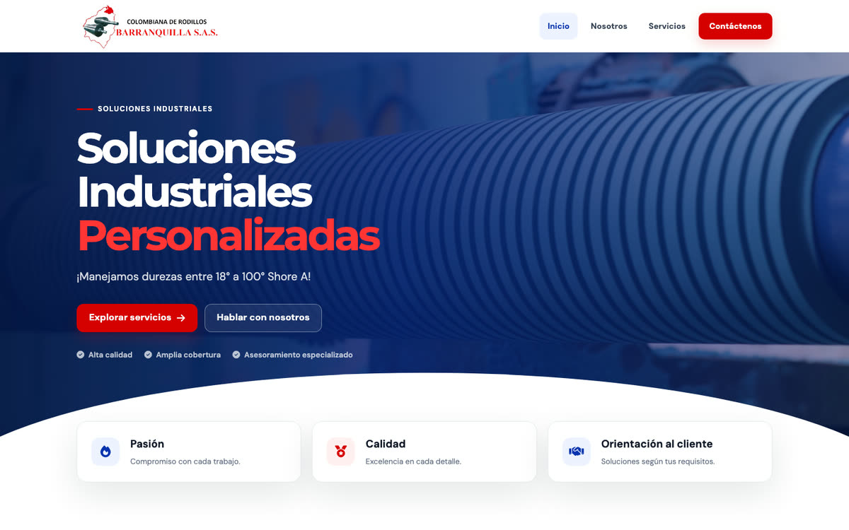 Página de inicio de Colombiana de Rodillos Barranquilla
